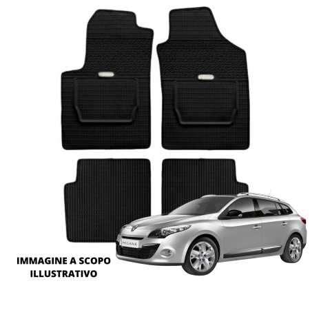 LUCEV Tappetini in Gomma per Renault Megane Sport Tourer (09>), Nero, con Fermi