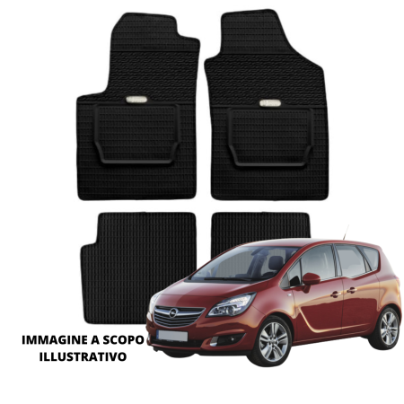 LUCEV Tappetini in Gomma per Opel Meriva (10>), Nero, con Fermi