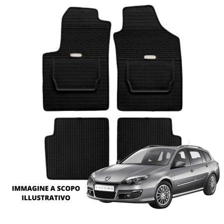 LUCEV Tappetini in Gomma per Renault Laguna (07>), Nero, con Fermi