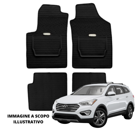 LUCEV Tappetini in Gomma per Hyundai Santa Fe (11>), Cambio Automatico, Nero, con Fermi