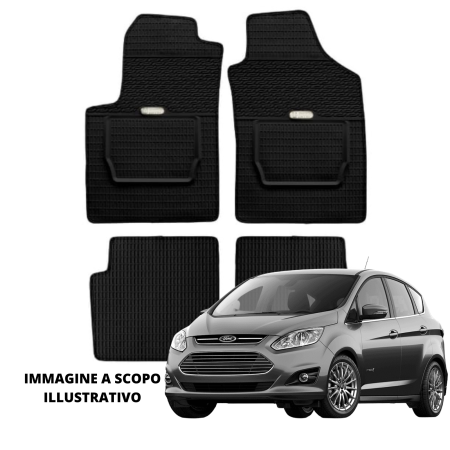 LUCEV Tappetini in Gomma per Ford C-Max (10>), Nero, con Fermi
