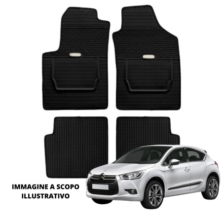 LUCEV Tappetini in Gomma per Citroën DS4 (11>), Nero, con Fermi