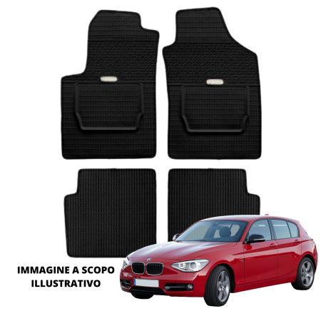 LUCEV Tappetini in Gomma per BMW Serie 1 (09/11>), Nero, con Fermi