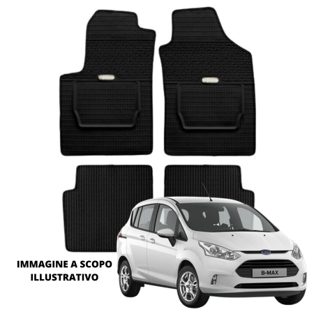 LUCEV Tappetini in Gomma per Ford B-Max (12>), Nero, con Fermi