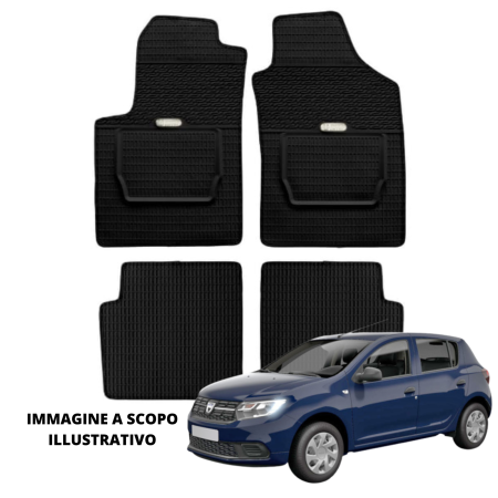 LUCEV Tappetini in Gomma per Dacia Sandero (13>), Nero, con Fermi