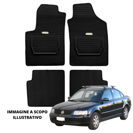 LUCEV Tappetini in Gomma per Volkswagen Passat (96>00), Nero, con Fermi