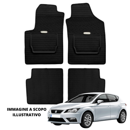 LUCEV Tappetini in Gomma per Seat Leon (13>), Nero, con Fermi