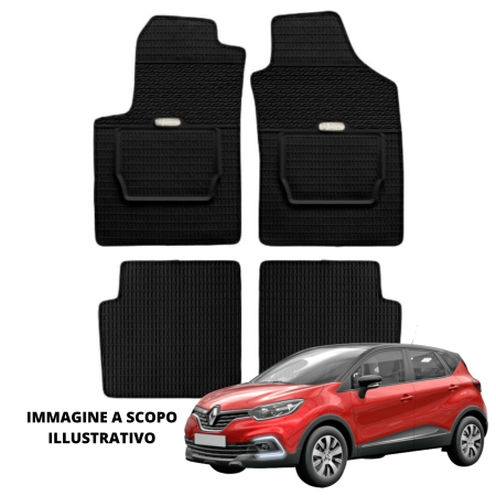LUCEV Tappetini in Gomma per Renault Captur (13>), Nero, con Fermi