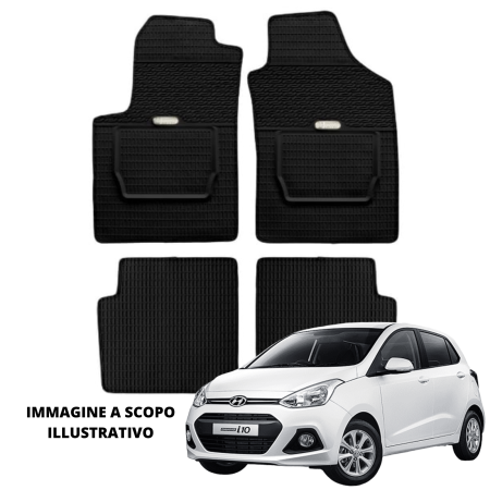 LUCEV Tappetini in Gomma per Hyundai i10 (14>), Nero, con Fermi