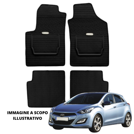 LUCEV Tappetini in Gomma per Hyundai i30 (12>), Nero, con Fermo