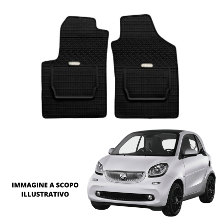 LUCEV Tappetini in Gomma per Smart Fortwo (14>), Nero, con Fermi