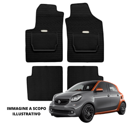 LUCEV Tappetini in Gomma per Smart Forfour (14>), Nero, con Fermi