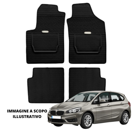 LUCEV Tappetini in Gomma per BMW Serie 2 Active Tourer (14>), Nero, con Fermi