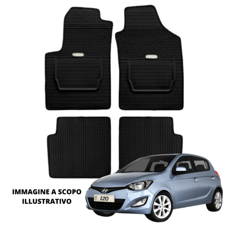 LUCEV Tappetini in Gomma per Hyundai i20 (11/14>), Nero, con Fermi