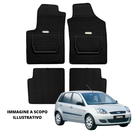LUCEV Tappetini in Gomma per Ford Fiesta (02>08), Nero, con Fermi