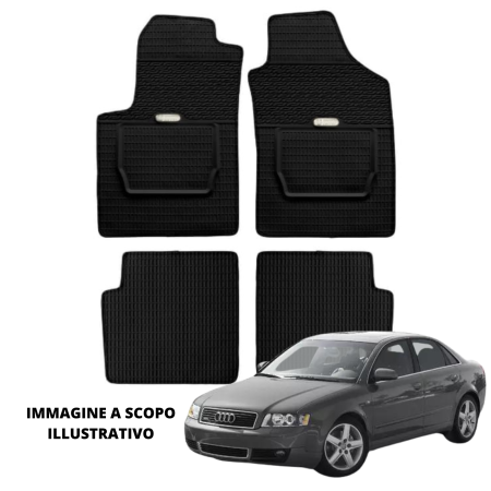 LUCEV Tappetini in Gomma per Audi A4 (01>07), Nero, con Fermi
