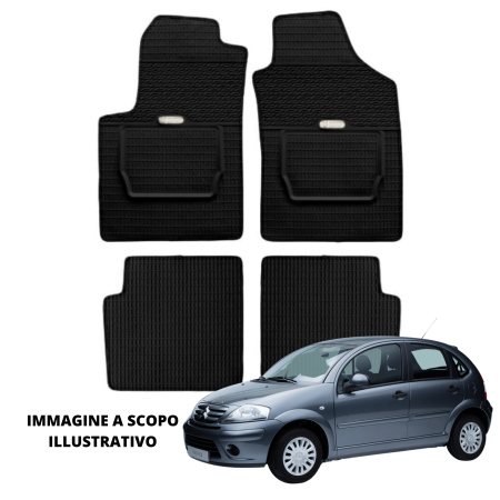 LUCEV Tappetini in Gomma per Citroën C3 (03>09), Nero, con Fermi