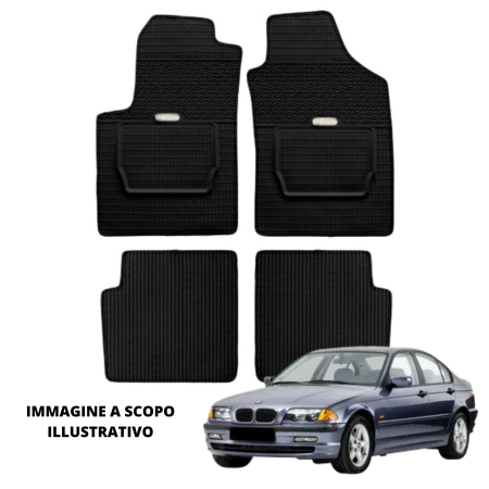 LUCEV Tappetini in Gomma per BMW Serie 3 E46 (98>), Nero, con Fermi
