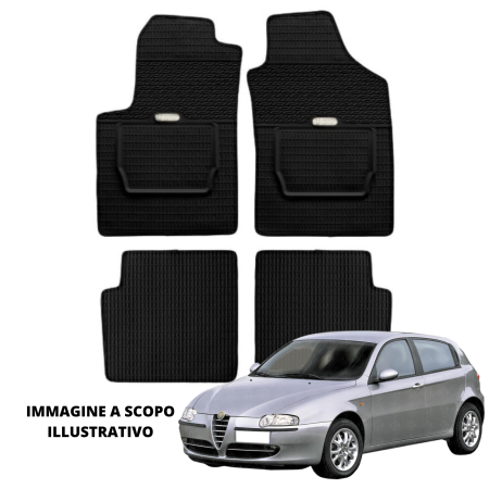 LUCEV Tappetini in Gomma per Alfa Romeo 147 (00>), Nero, con Fermi