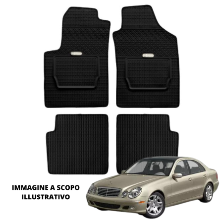 LUCEV Tappetini in Gomma per Mercedes Classe E W211 (02>06), Nero, con Fermi