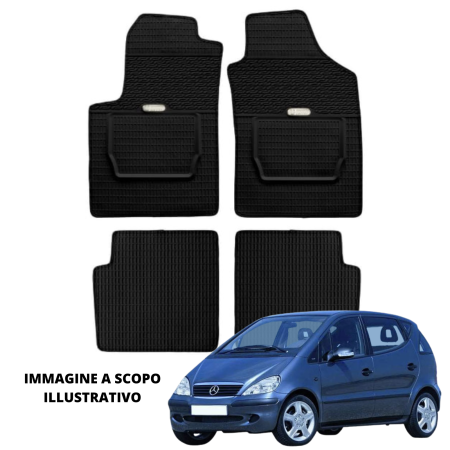 LUCEV Tappetini in Gomma per Mercedes Classe A W168 (01>04), Nero, senza Fermi