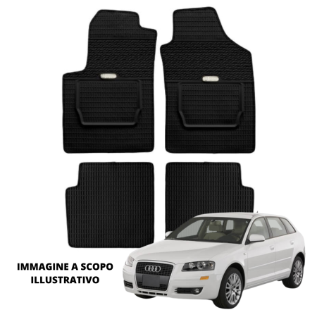 LUCEV Tappetini in Gomma per Audi A3 (03>12), Nero, con Fermi