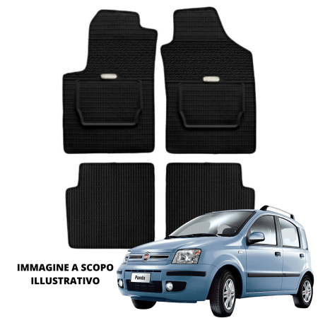LUCEV Tappetini in Gomma per Fiat Panda (03>12), Nero, senza Fermi