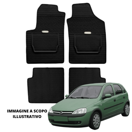 LUCEV Tappetini in Gomma per Opel Corsa (00>06), Nero, con Fermi