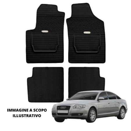LUCEV Tappetini in Gomma per Audi A6 (04>08), Nero, con Fermi