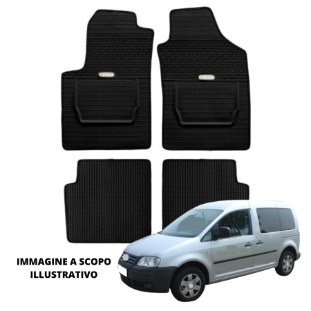 LUCEV Tappetini in Gomma per Volkswagen Caddy (04/2004>03/2015), Nero, con Fermi