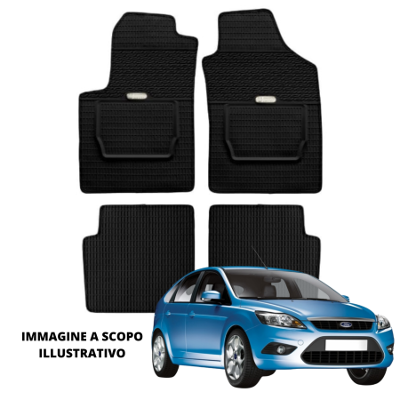 LUCEV Tappetini in Gomma per Ford Focus (08>11), Nero, con Fermi