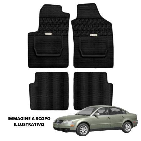 LUCEV Tappetini in Gomma per Volkswagen Passat (02>05), Nero, con Fermi
