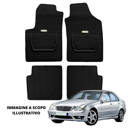 LUCEV Tappetini in Gomma per Mercedes Classe C W203 (01>12/06), Nero, con Fermi