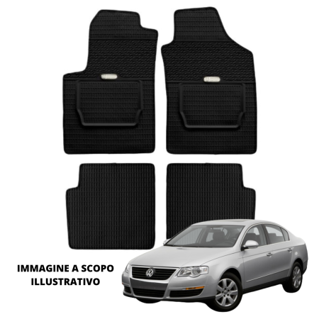 LUCEV Tappetini in Gomma per Volkswagen Passat (05>), Nero, con Fermi