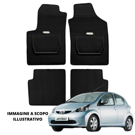 LUCEV Tappetini in Gomma per Toyota Aygo (05>14), Nero, con Fermi