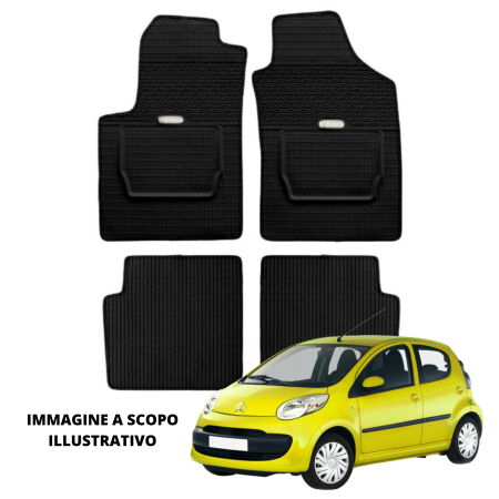 LUCEV Tappetini in Gomma per Citroën C1 (05>14), Nero, con Fermi