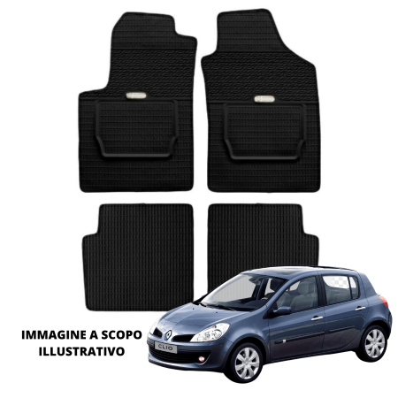 LUCEV Tappetini in Gomma per Renault Clio (05>09), Nero, senza Fermi