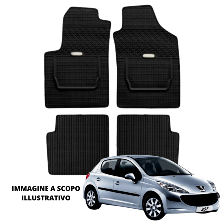 LUCEV Tappetini in Gomma per Peugeot 207 (06>), Nero, con Fermi