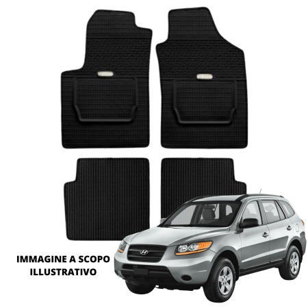 LUCEV Tappetini in Gomma per Hyundai Santa Fe (06>10) 5 Posti, Nero, senza Fermi