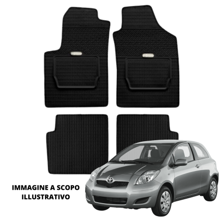 LUCEV Tappetini in Gomma per Toyota Yaris (06>11), Nero, con Fermi