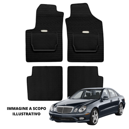 LUCEV Tappetini in Gomma per Mercedes Classe E W211 (06>09), Nero, con Fermi