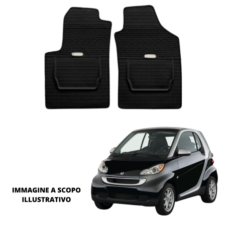LUCEV Tappetini in Gomma per Smart Fortwo (07>14), Nero, senza Fermi