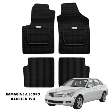 LUCEV Tappetini in Gomma per Mercedes Classe C W204 (01/07>11), Nero, con Fermi