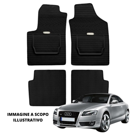 LUCEV Tappetini in Gomma per Audi A5 Coupé (06>), Nero, con Fermi