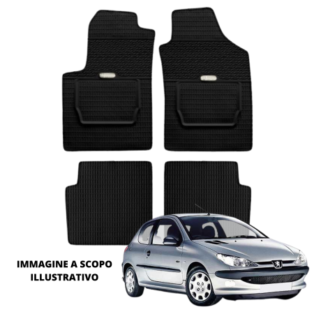 LUCEV Tappetini in Gomma per Peugeot 206 (98>), Nero, senza Fermi