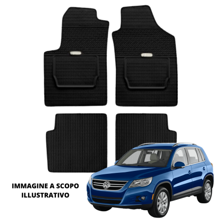 LUCEV Tappetini in Gomma per Volkswagen Tiguan (07>11), Nero, con Fermi