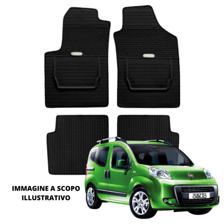 LUCEV Tappetini in Gomma per Fiat Fiorino-Qubo Anteriori (07>), Nero, con Fermi