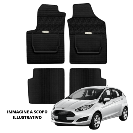 LUCEV Tappetini in Gomma per Ford Fiesta (08>13), Nero, con Fermi