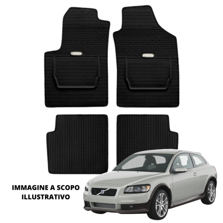 LUCEV Tappetini in Gomma per Volvo C30 (06>), Nero, con Fermi