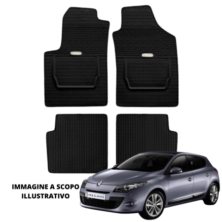 LUCEV Tappetini in Gomma per Renault Megane (08>), Nero, con Fermi